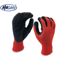 NMSAFETY Flexible 13 Gauge Red Polyester Latex Economic Work Gloves
